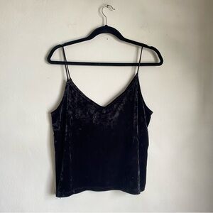 Black crushed velvet camisole top
